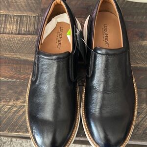 Lucchese Black Leather Slip-On Loafers